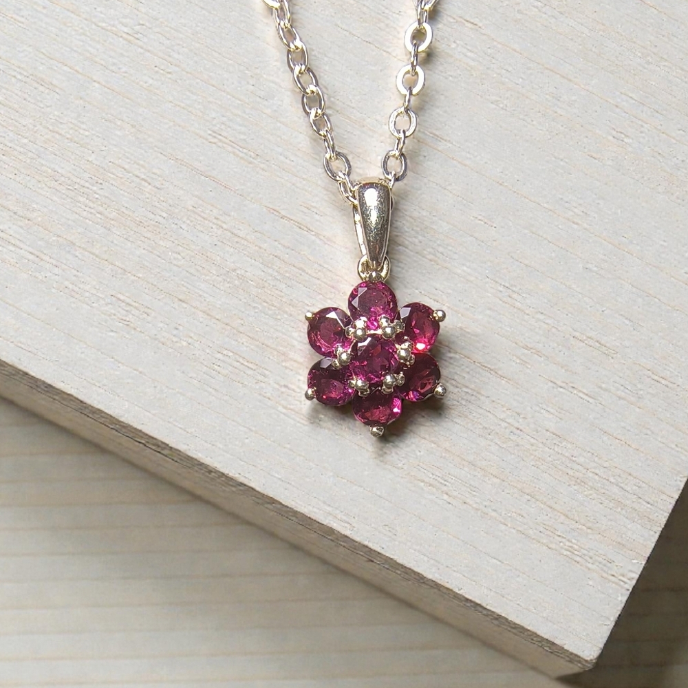 Michelle Albala Rhodolite Garnet Flower Necklace